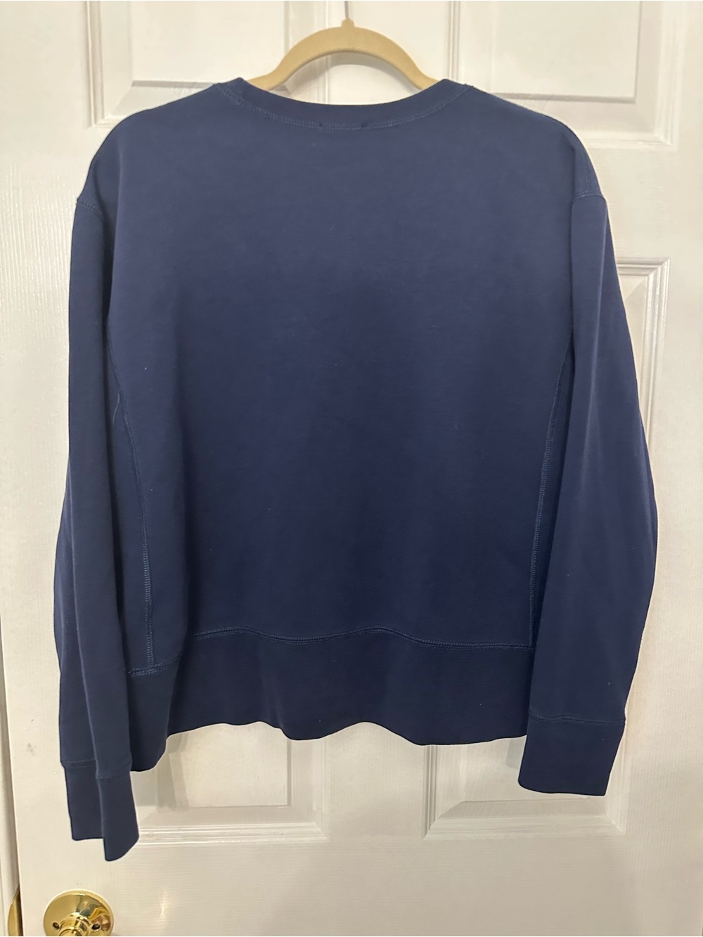 Ralph Lauren Navy Crewneck Sweatshirt with White Pony - Picture 2 of 3
